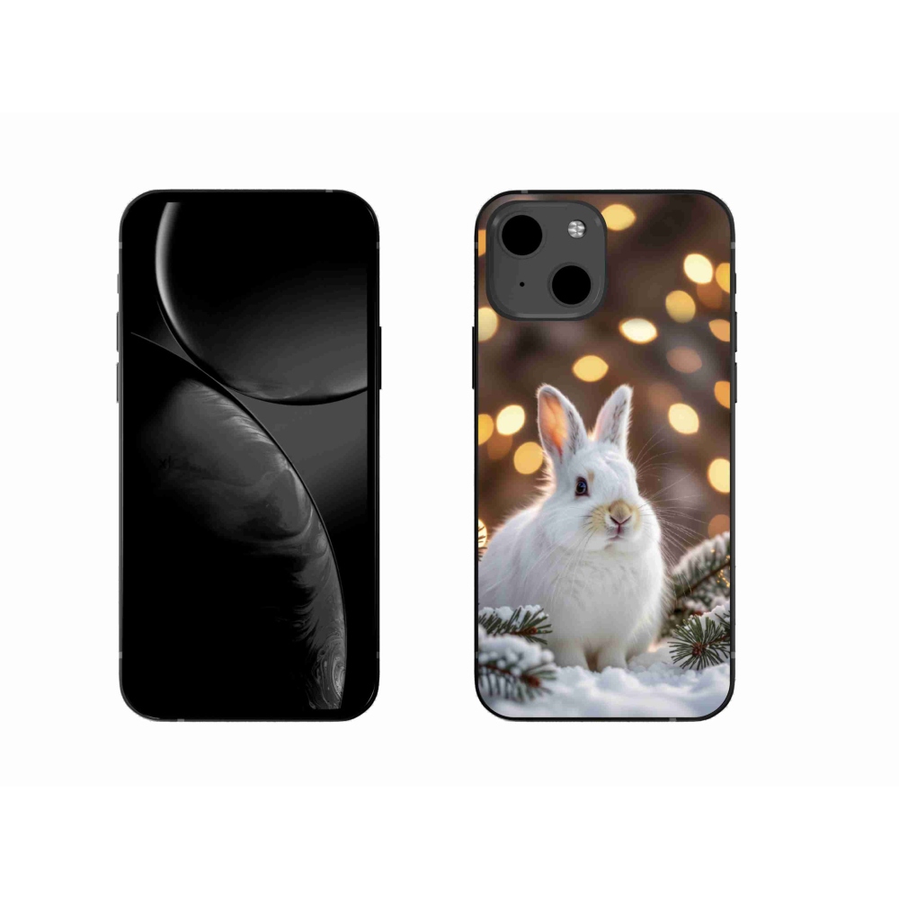 Gelový kryt mmCase na iPhone 13 - bílý zajíc