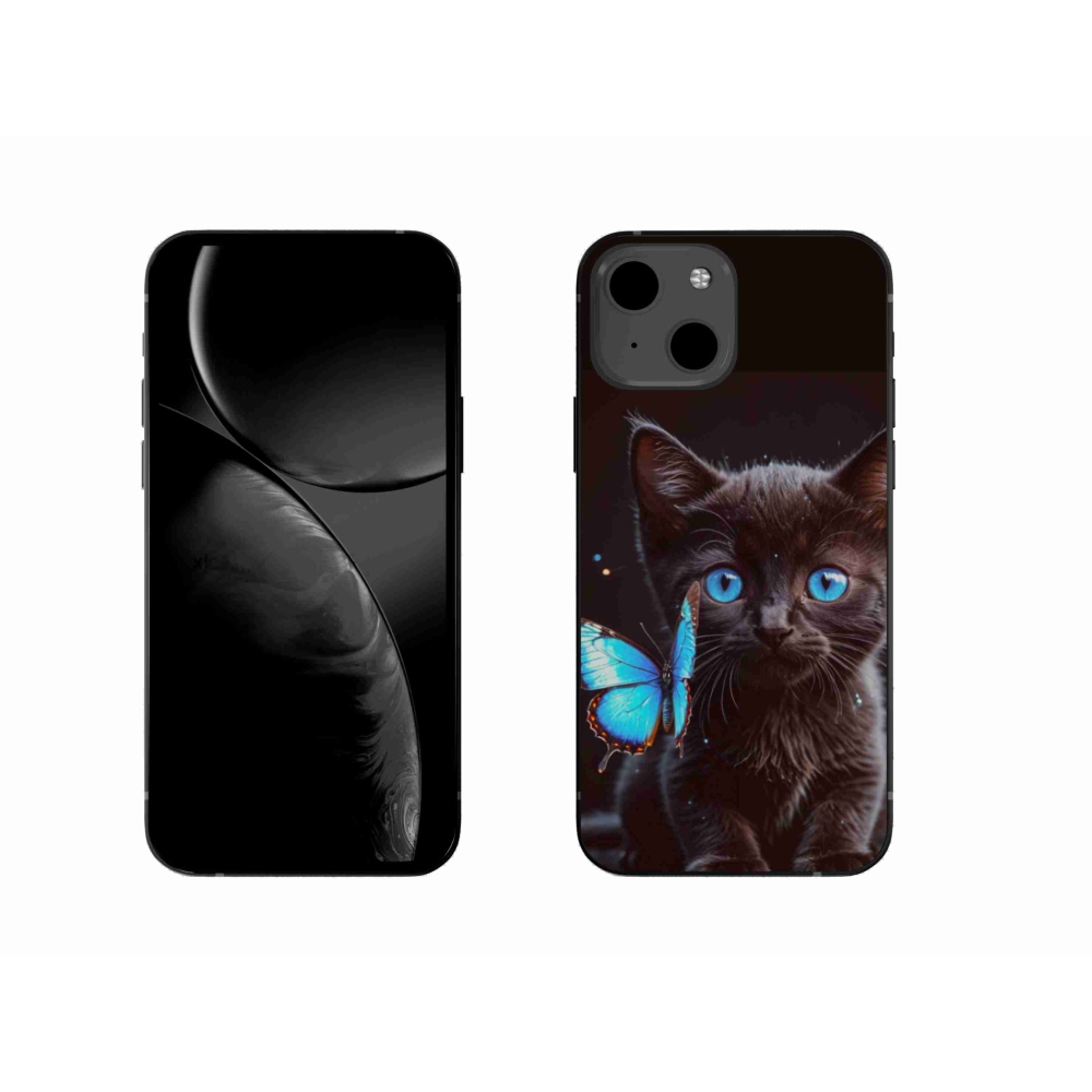 Gelový kryt mmCase na iPhone 13 - černé kotě 3