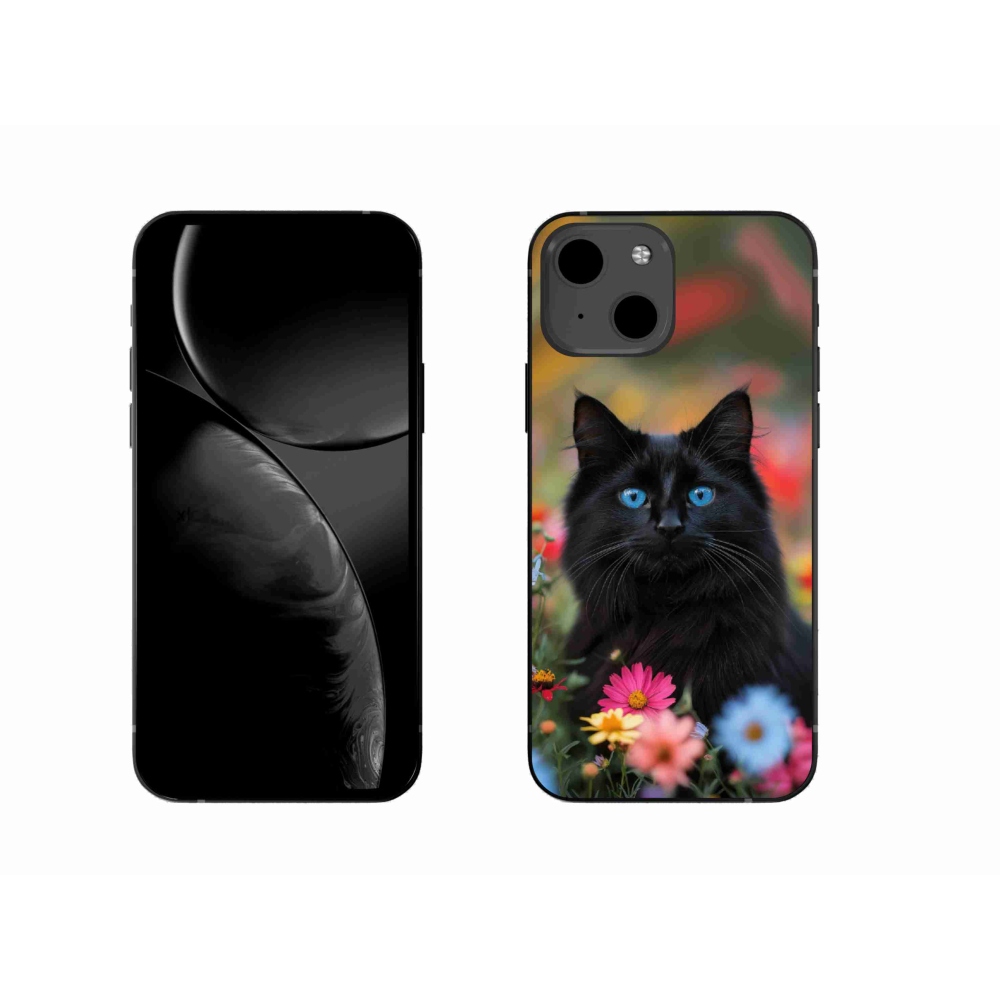 Gelový kryt mmCase na iPhone 13 - černé kotě 4