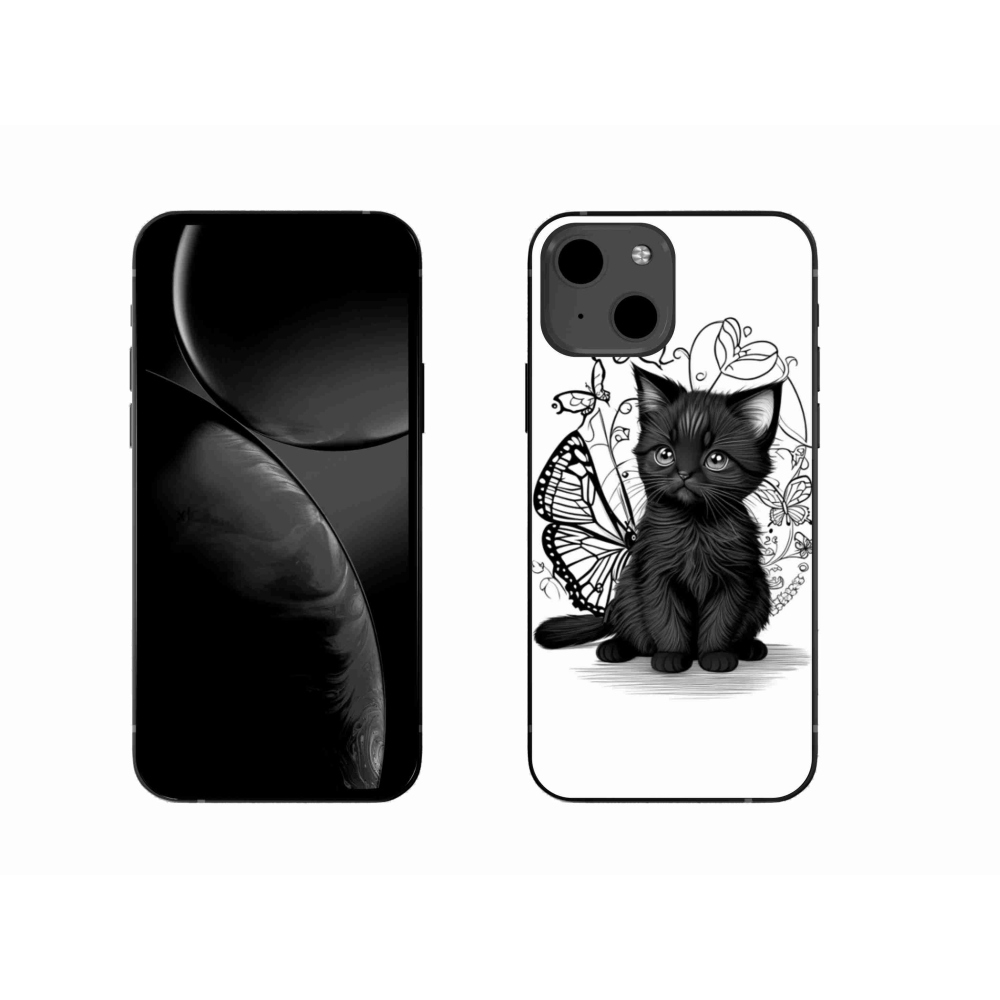 Gelový kryt mmCase na iPhone 13 - černé kotě