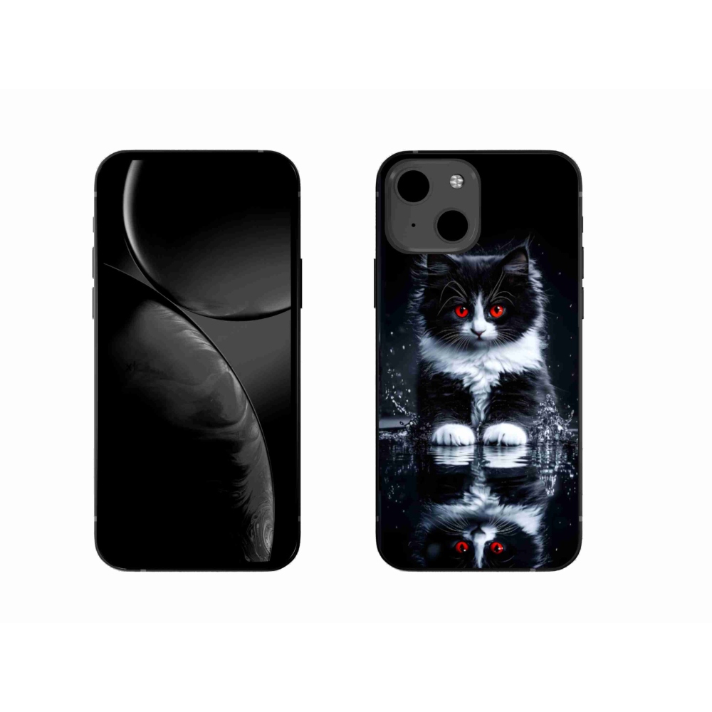 Gelový kryt mmCase na iPhone 13 - černobílé kotě