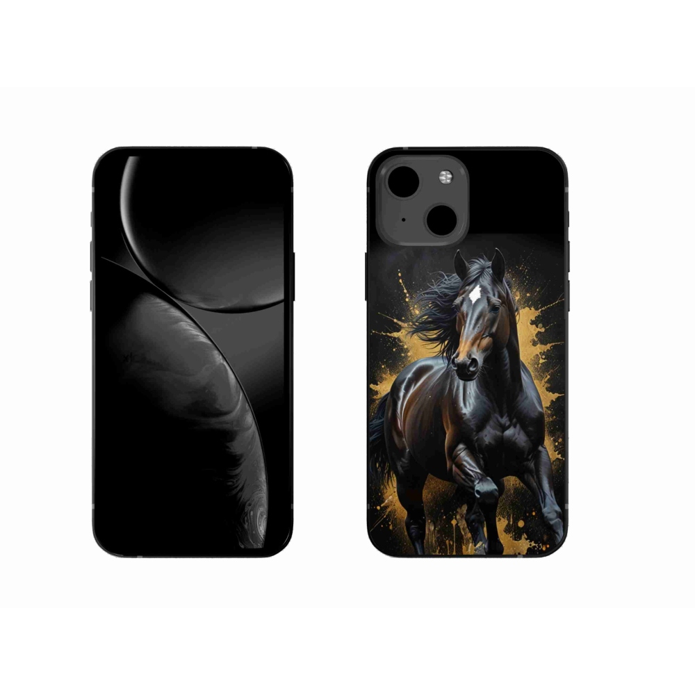 Gelový kryt mmCase na iPhone 13 - elegantní černý hřebec