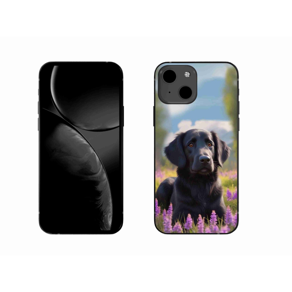 Gelový kryt mmCase na iPhone 13 - elegantní černý retrívr