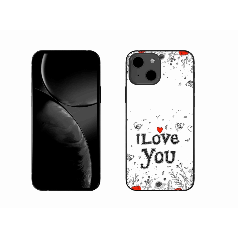 Gelový kryt mmCase na iPhone 13 - I love you bílé pozadí