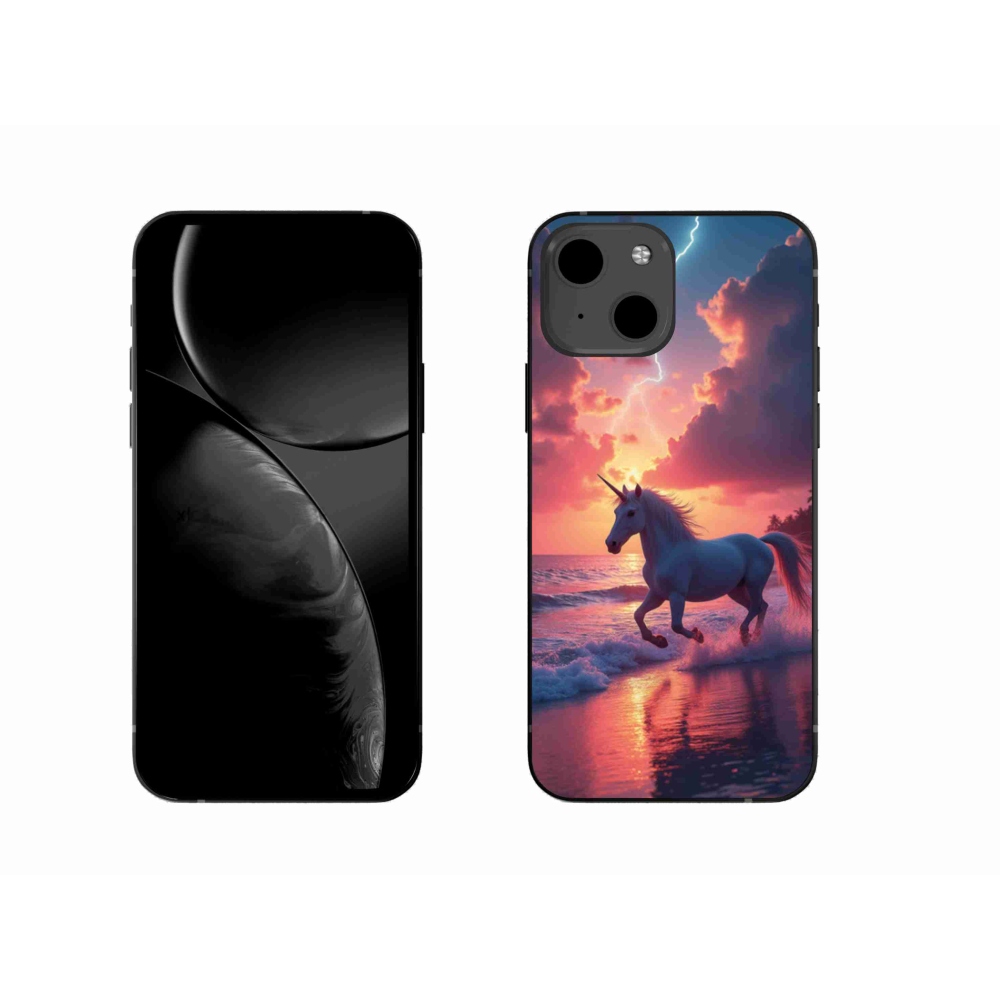 Gelový kryt mmCase na iPhone 13 - jednorožec na pláži