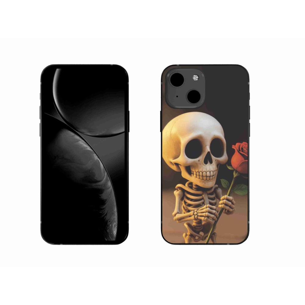 Gelový kryt mmCase na iPhone 13 - kostlivec s růží