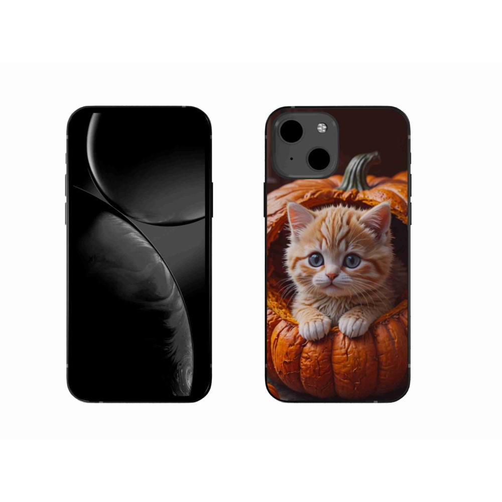 Gelový kryt mmCase na iPhone 13 - kotě a dýně 2