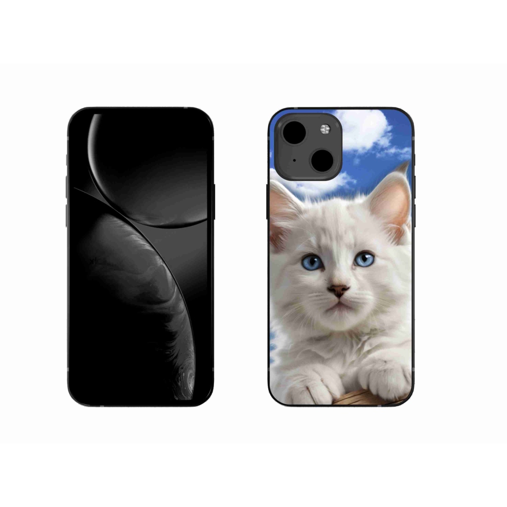 Gelový kryt mmCase na iPhone 13 - kotě a oblaka