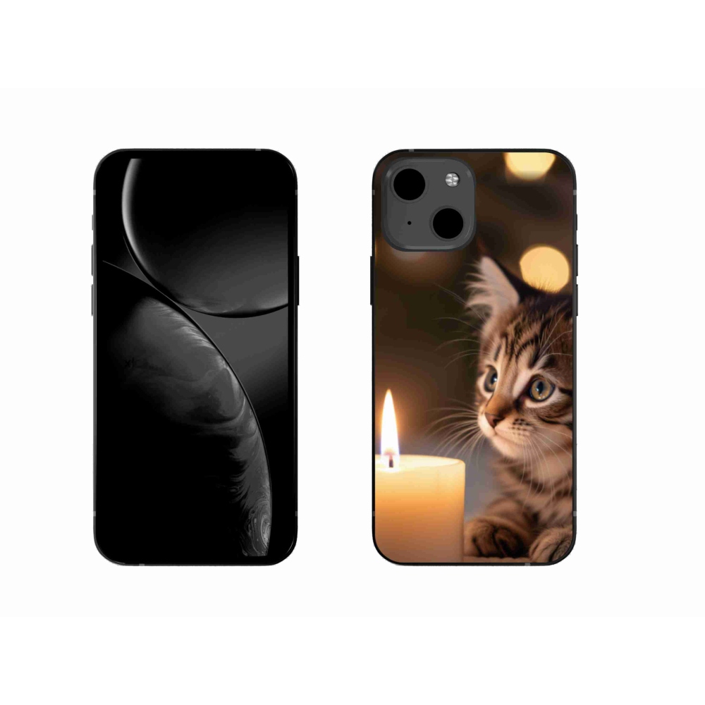 Gelový kryt mmCase na iPhone 13 - kotě a svíčka
