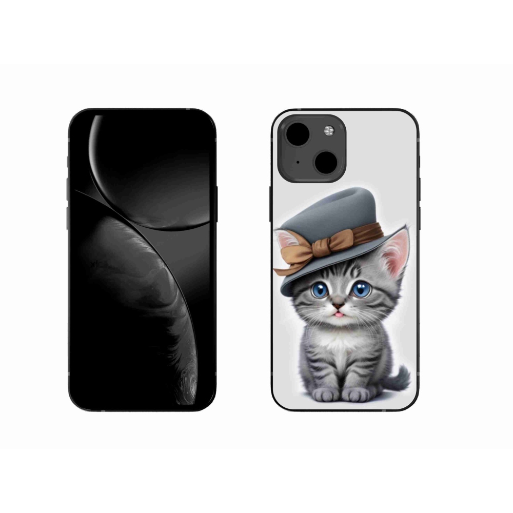 Gelový kryt mmCase na iPhone 13 - kotě s kloboukem