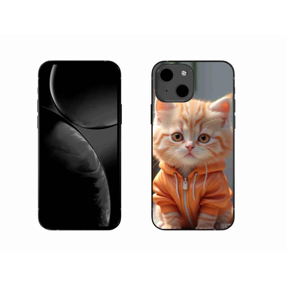 Gelový kryt mmCase na iPhone 13 - kotě v mikině