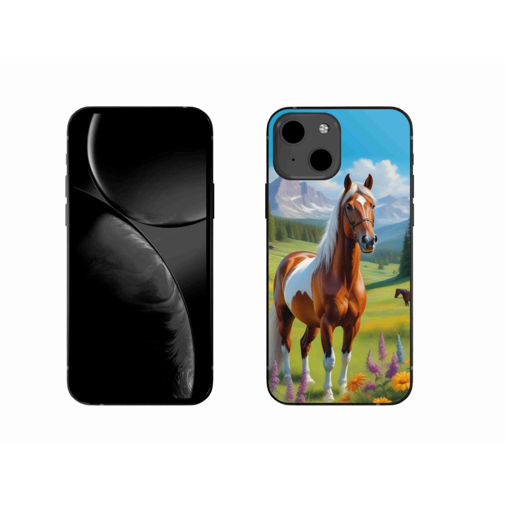 Gelový kryt mmCase na iPhone 13 - kůň na louce