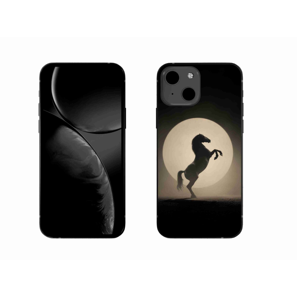 Gelový kryt mmCase na iPhone 13 - kůň v siluetě
