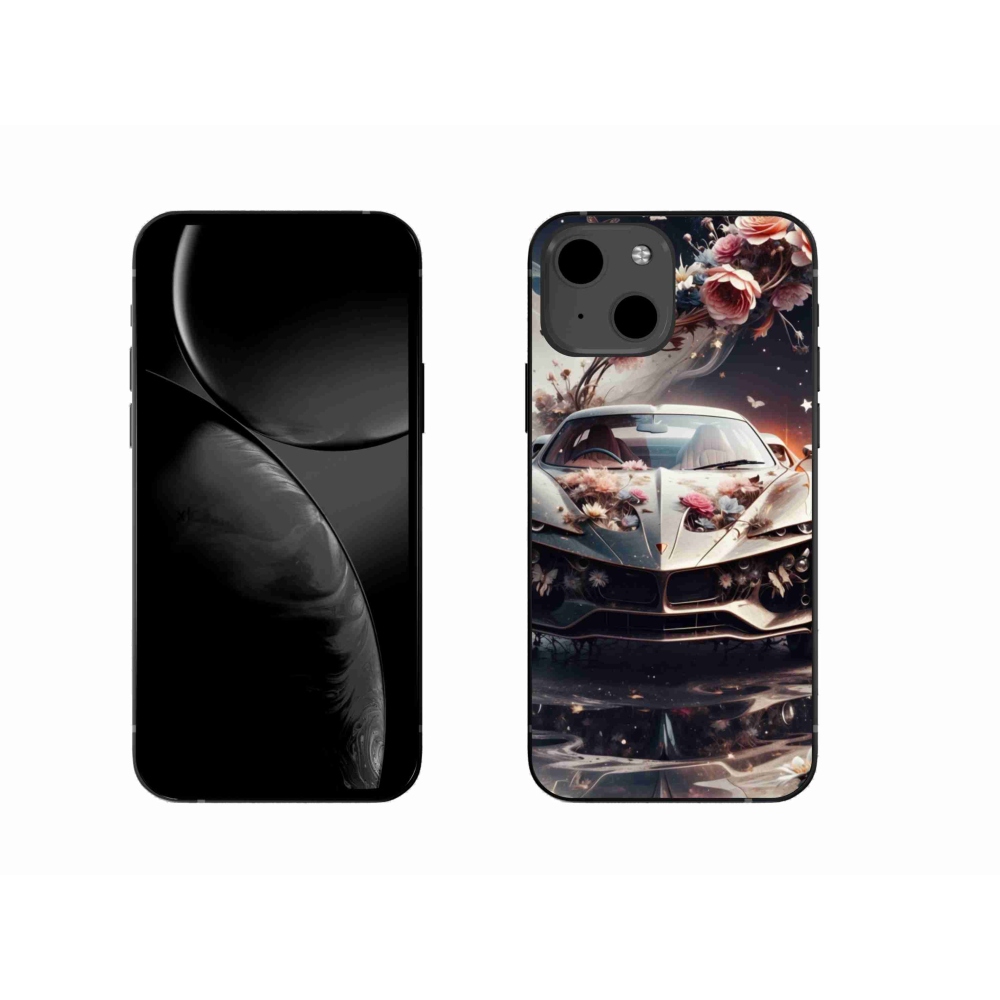 Gelový kryt mmCase na iPhone 13 - květinový sportovní vůz