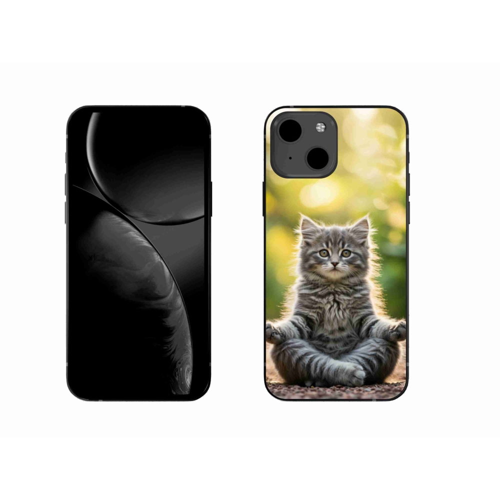 Gelový kryt mmCase na iPhone 13 - meditující kotě