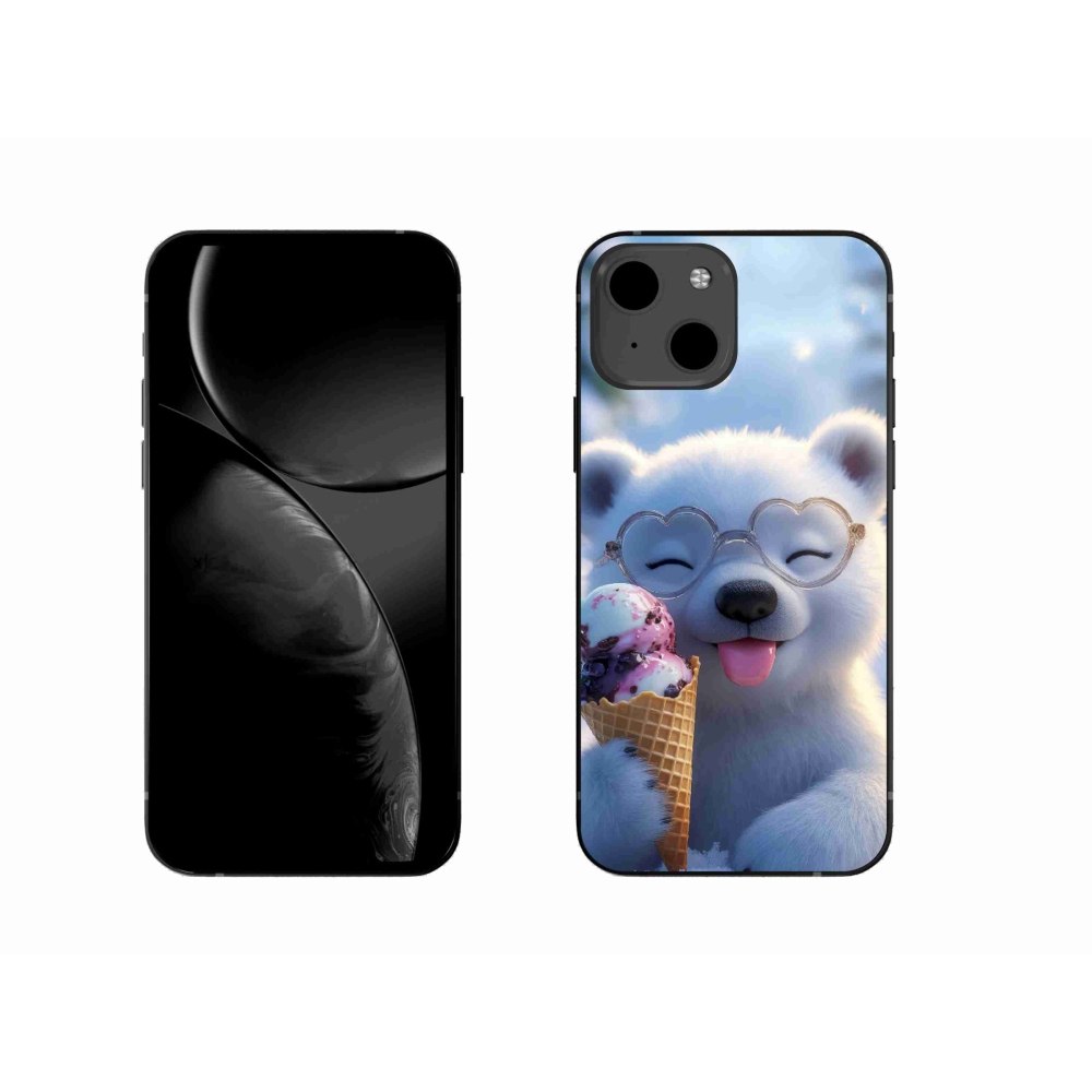 Gelový kryt mmCase na iPhone 13 - medvídek se zmrzlinou