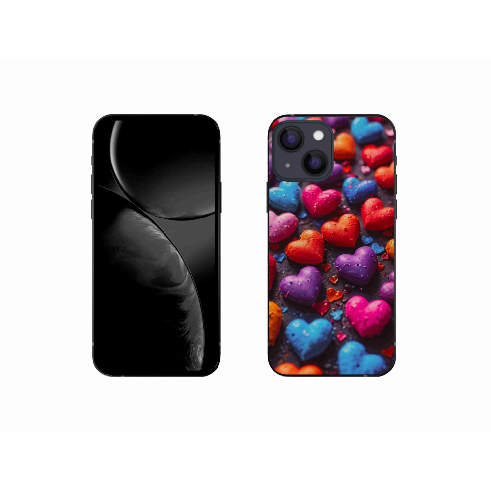 Gelový kryt mmCase na iPhone 13 Mini - barevná srdce