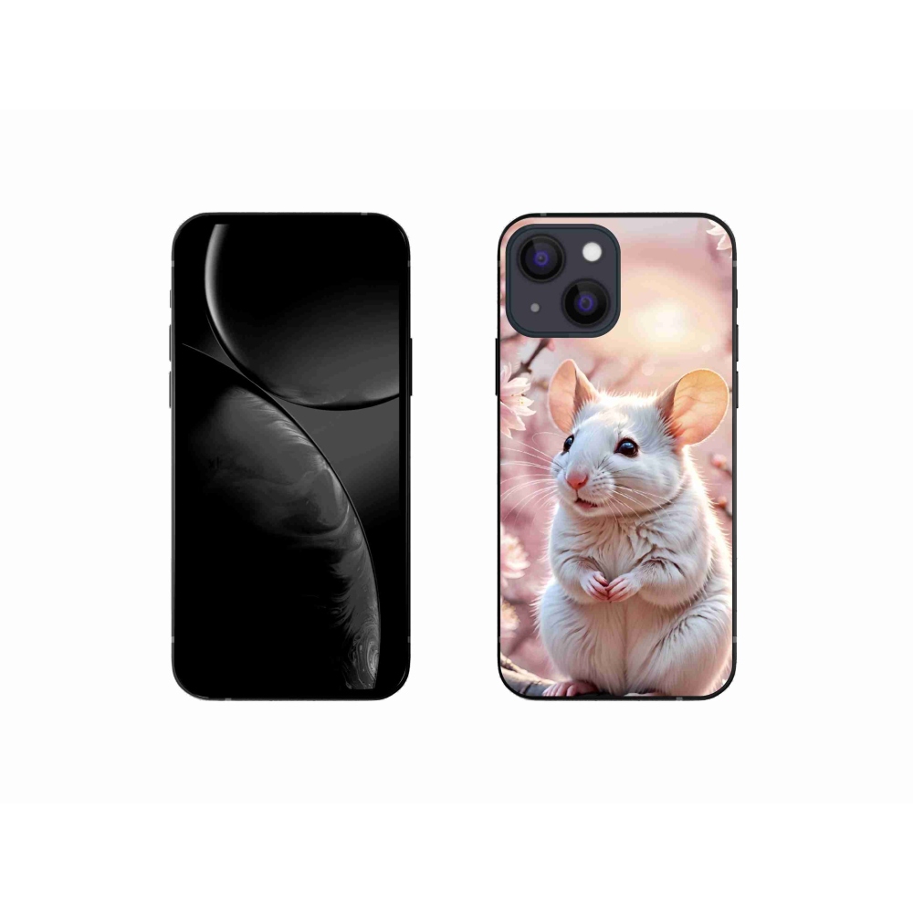 Gelový kryt mmCase na iPhone 13 Mini - bílá myš na větvi