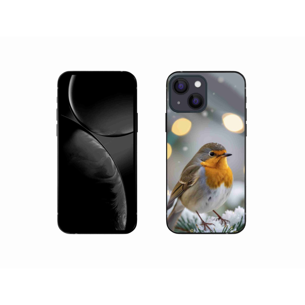 Gelový kryt mmCase na iPhone 13 Mini - červenka v zimě