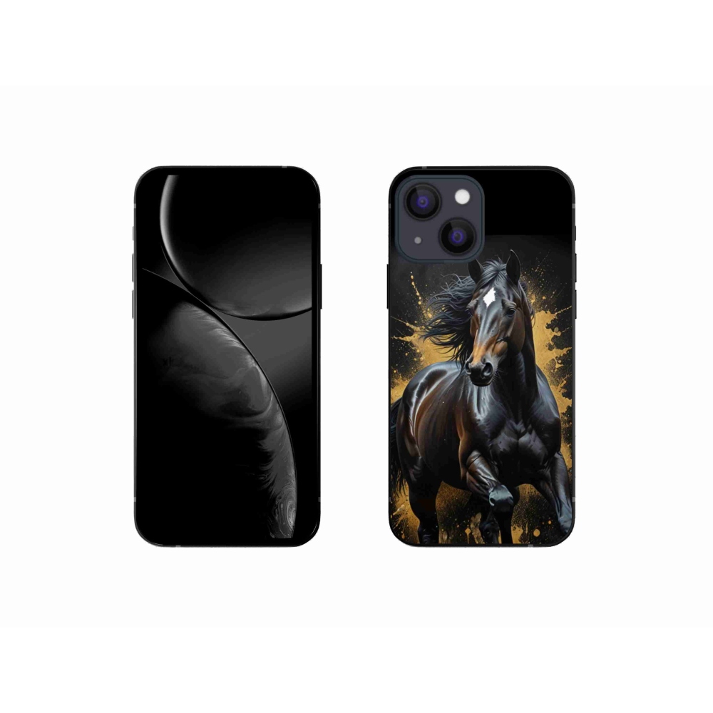 Gelový kryt mmCase na iPhone 13 Mini - elegantní černý hřebec