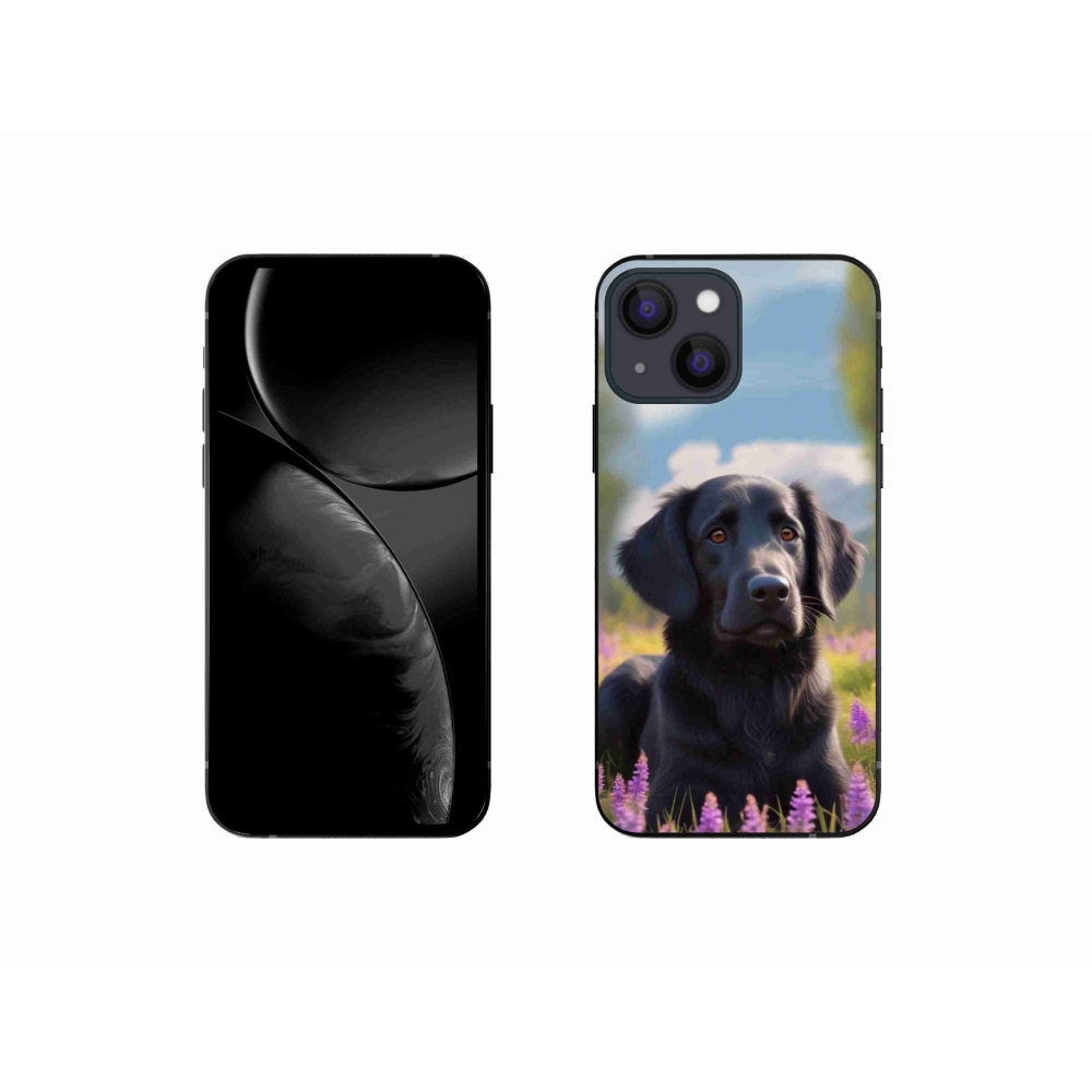 Gelový kryt mmCase na iPhone 13 Mini - elegantní černý retrívr
