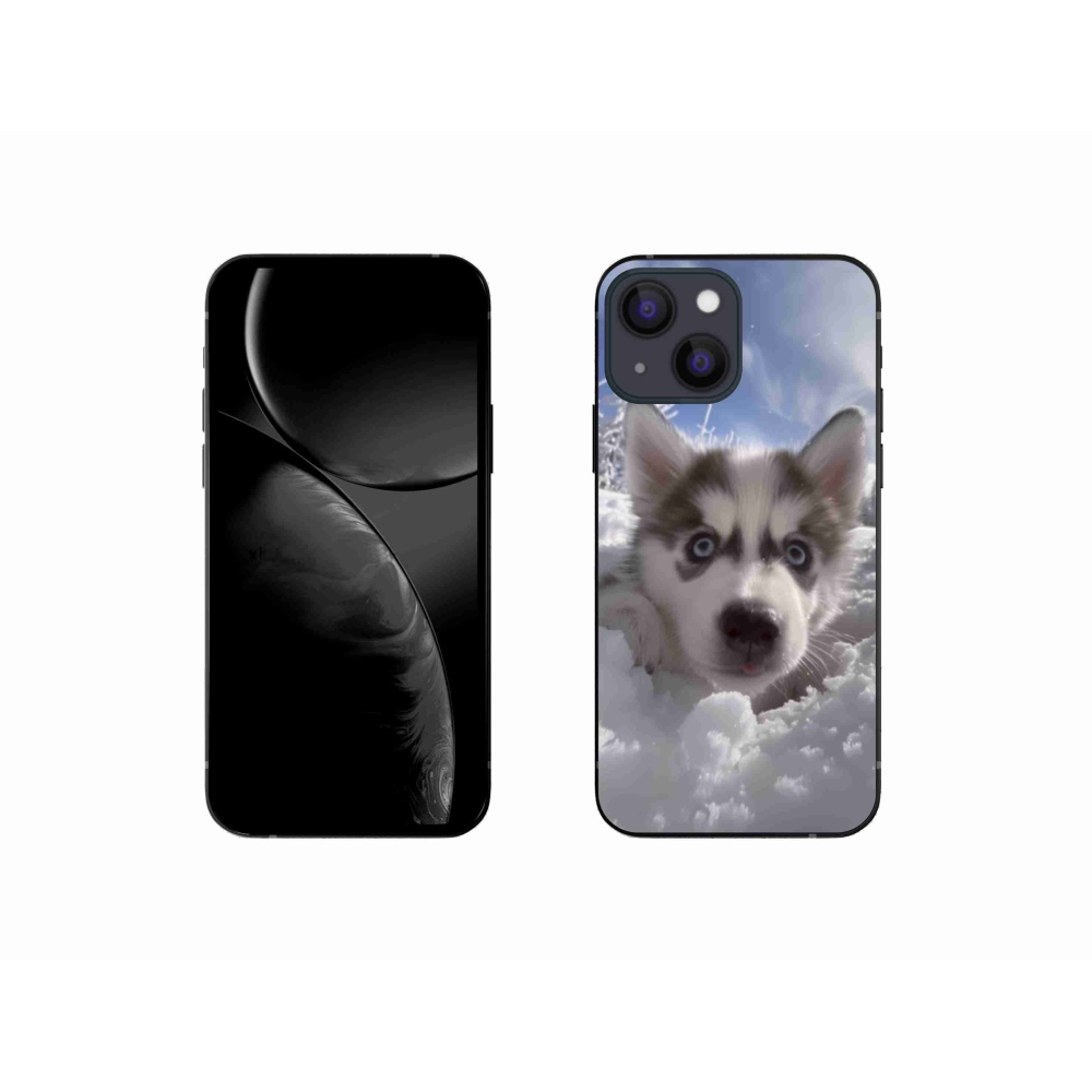 Gelový kryt mmCase na iPhone 13 Mini - husky ve sněhu
