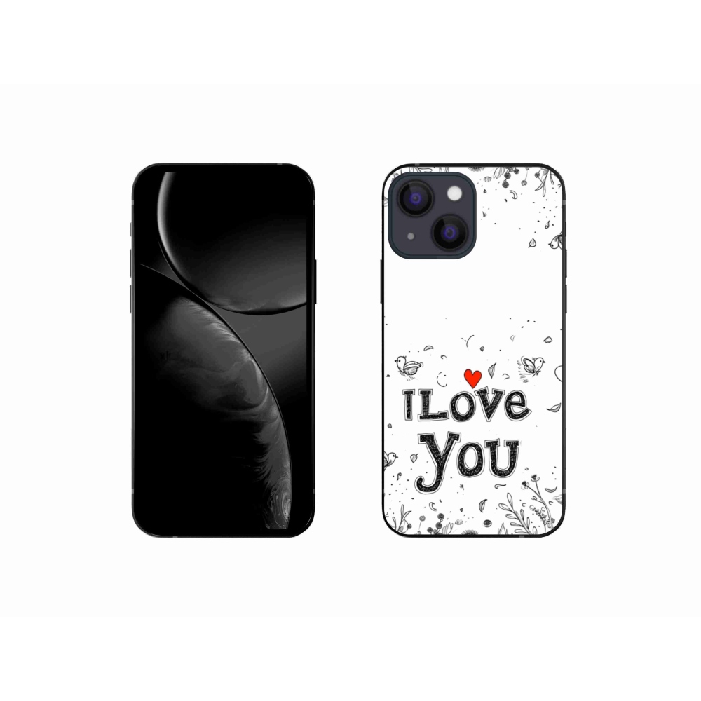 Gelový kryt mmCase na iPhone 13 Mini - I love you bílé pozadí