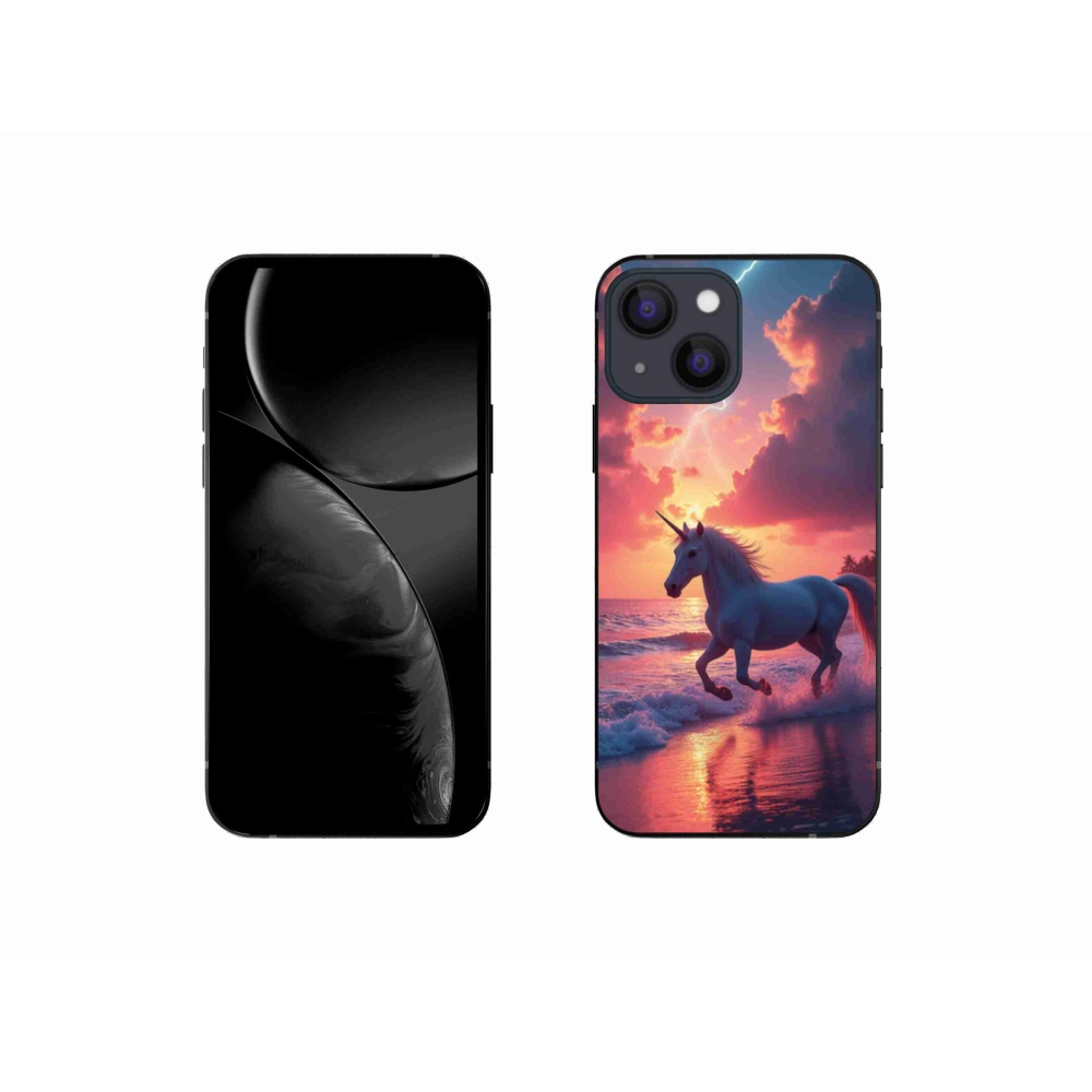 Gelový kryt mmCase na iPhone 13 Mini - jednorožec na pláži