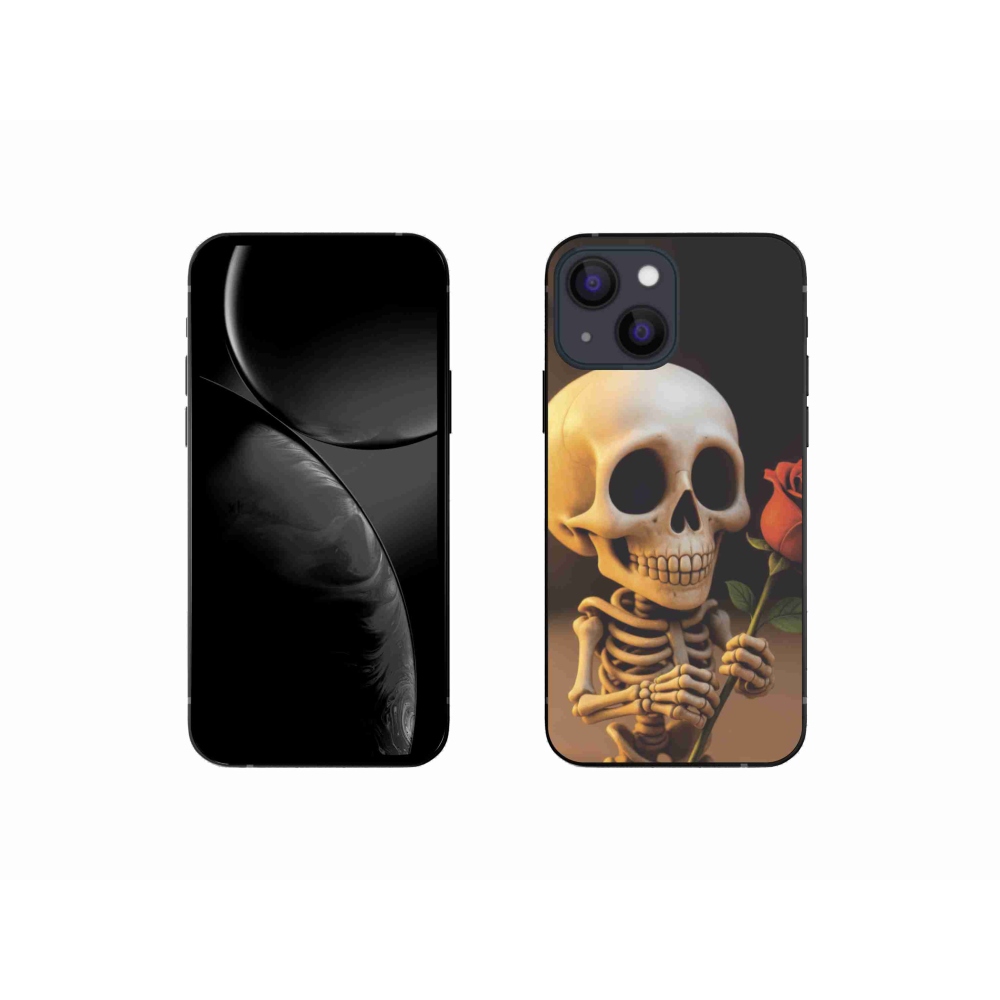 Gelový kryt mmCase na iPhone 13 Mini - kostlivec s růží