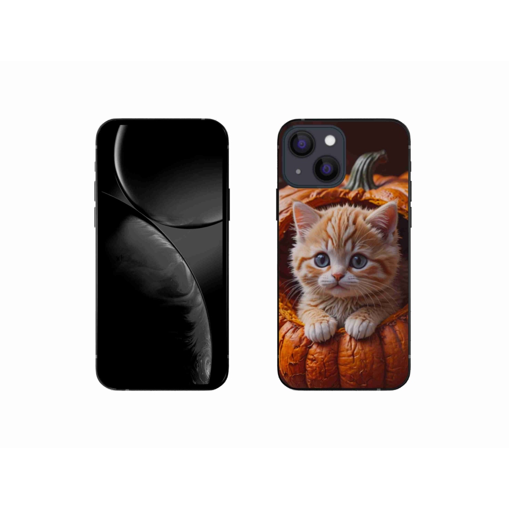 Gelový kryt mmCase na iPhone 13 Mini - kotě a dýně 2