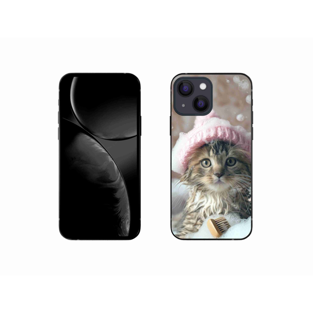 Gelový kryt mmCase na iPhone 13 Mini - kotě a koupel