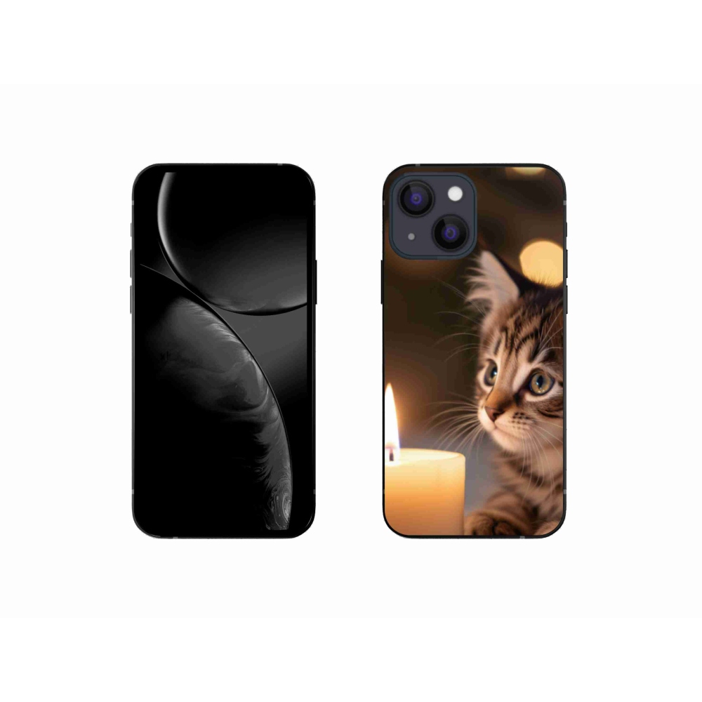 Gelový kryt mmCase na iPhone 13 Mini - kotě a svíčka
