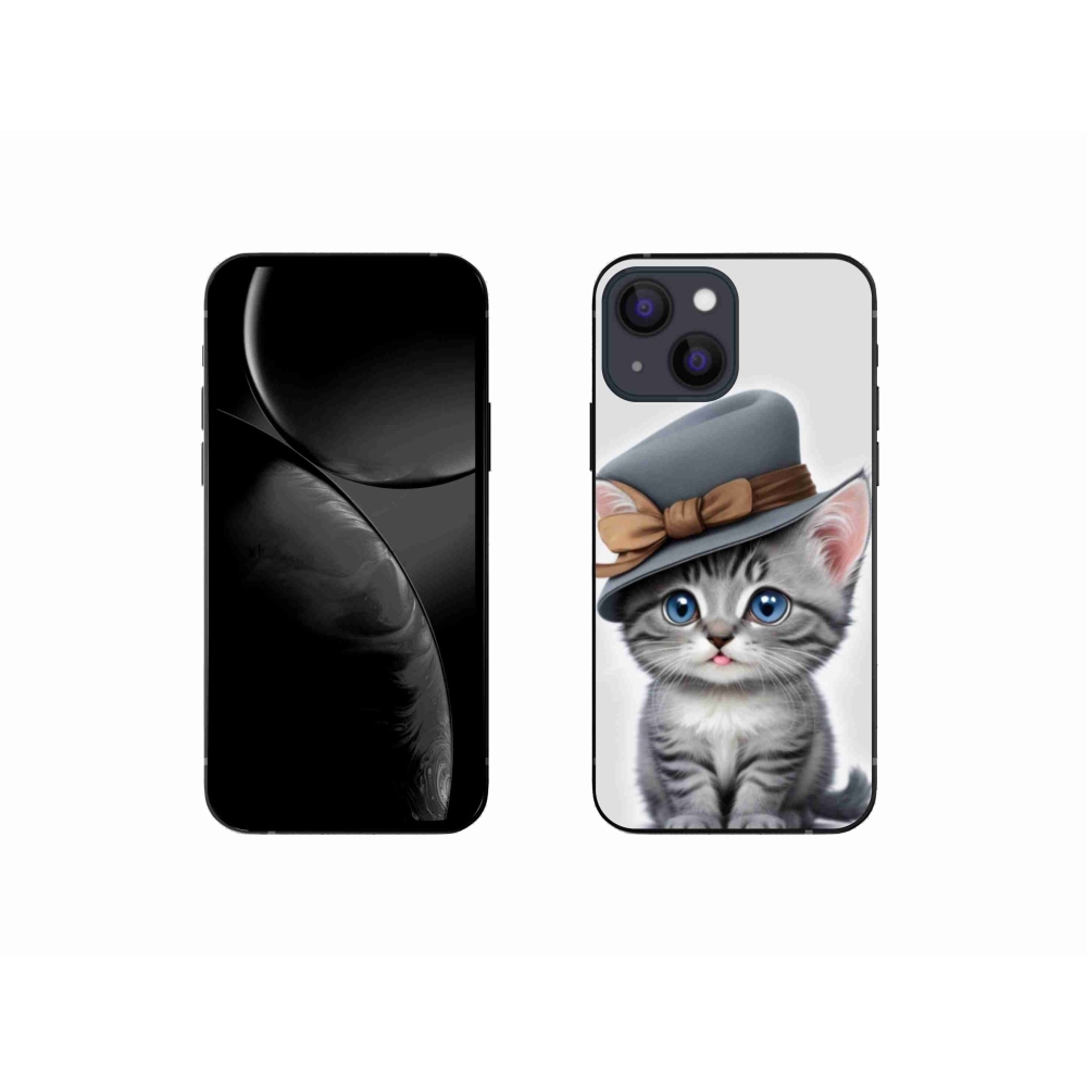 Gelový kryt mmCase na iPhone 13 Mini - kotě s kloboukem