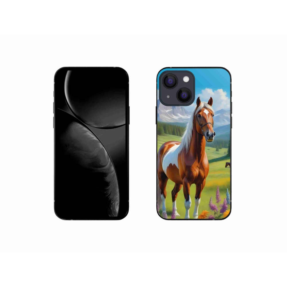 Gelový kryt mmCase na iPhone 13 Mini - kůň na louce