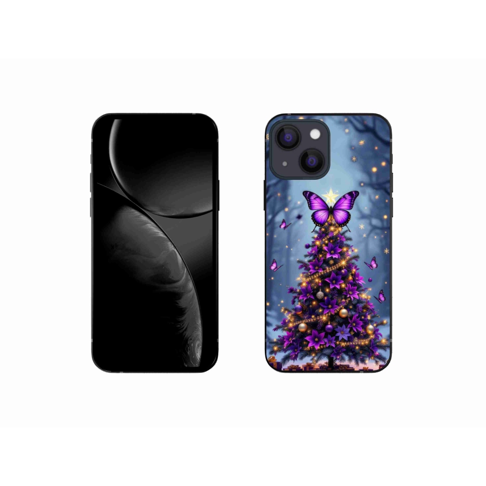Gelový kryt mmCase na iPhone 13 Mini - motýlí vánoční stromek