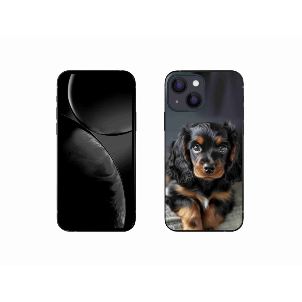 Gelový kryt mmCase na iPhone 13 Mini - roztomilý dlouhosrstý jezevčík