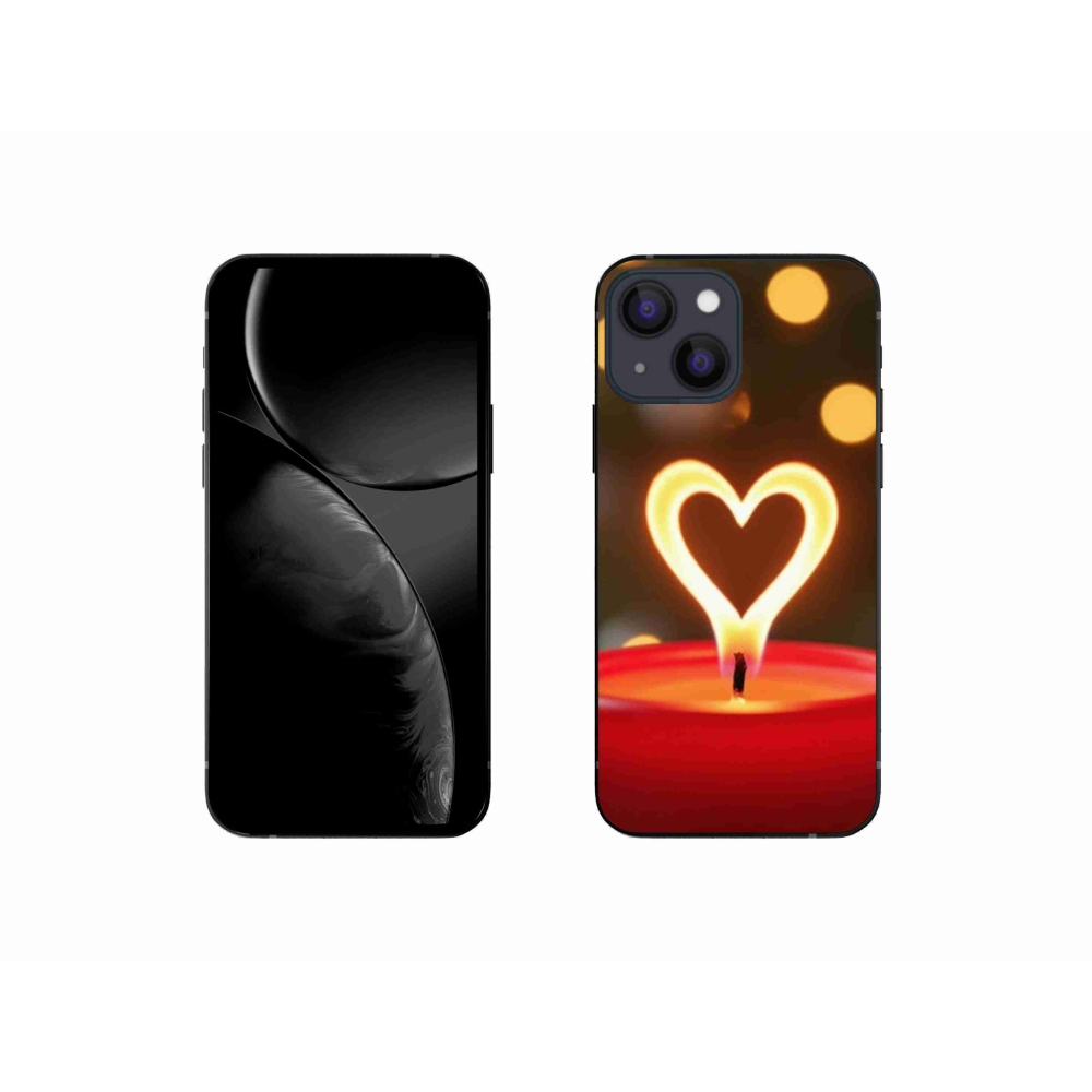 Gelový kryt mmCase na iPhone 13 Mini - srdce z plamene
