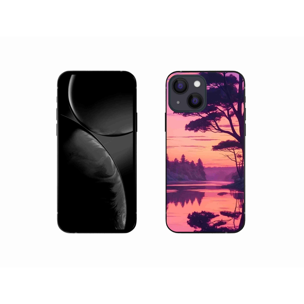 Gelový kryt mmCase na iPhone 13 Mini - západ slunce nad jezerem