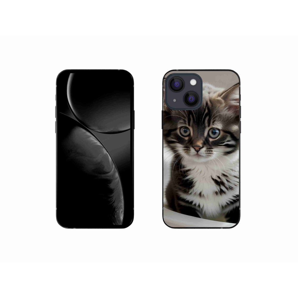 Gelový kryt mmCase na iPhone 13 Mini - zvědavé kotě