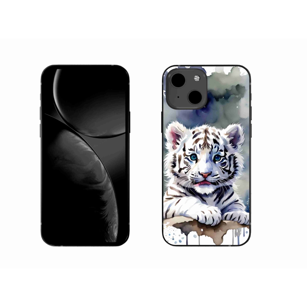 Gelový kryt mmCase na iPhone 13 - mládě bílého tygra