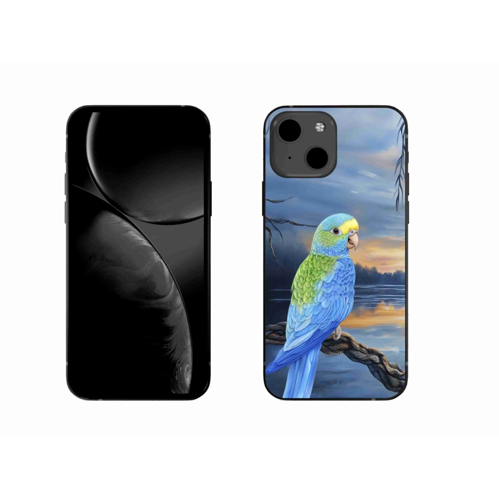 Gelový kryt mmCase na iPhone 13 - modrý papoušek