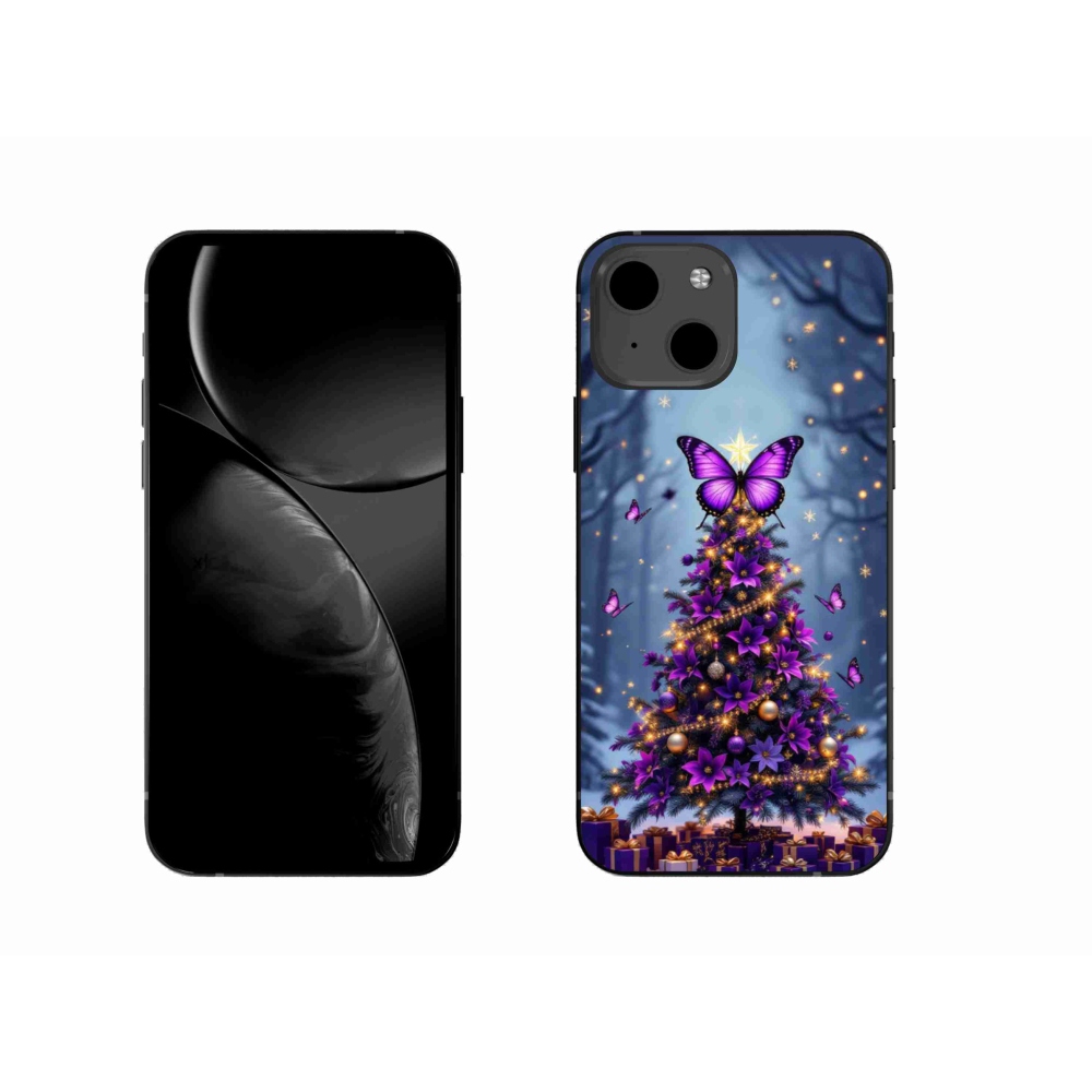 Gelový kryt mmCase na iPhone 13 - motýlí vánoční stromek