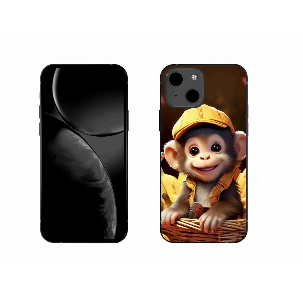 Gelový kryt mmCase na iPhone 13 - opice v košíku
