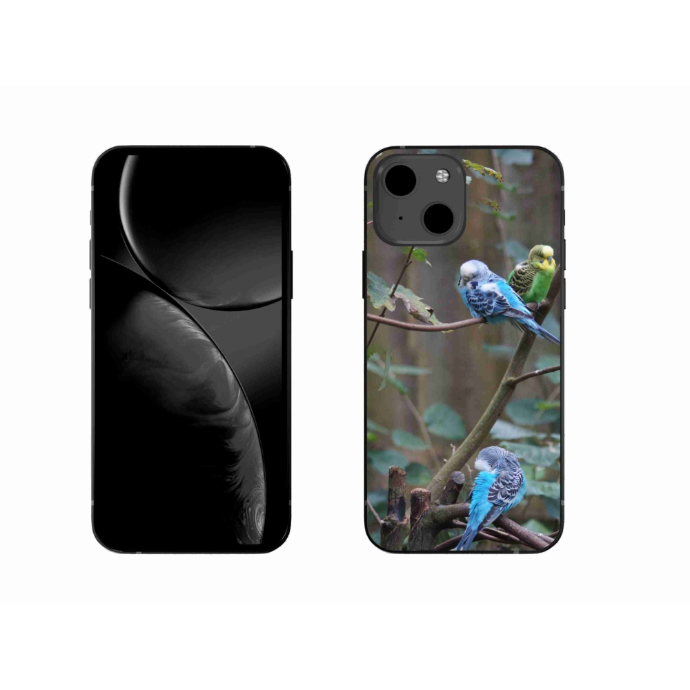Gelový kryt mmCase na iPhone 13 - papoušci na větvi