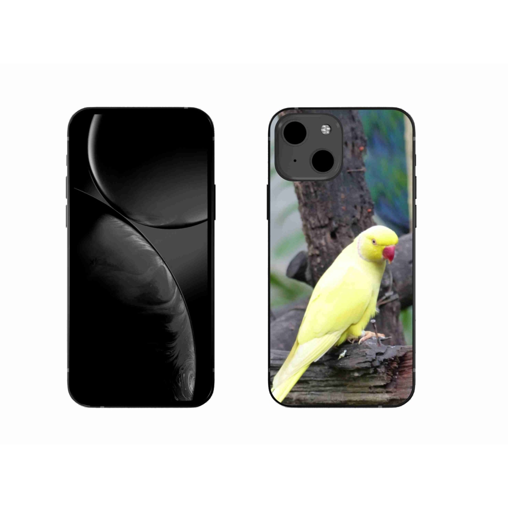 Gelový kryt mmCase na iPhone 13 - papoušek alexandr žlutý