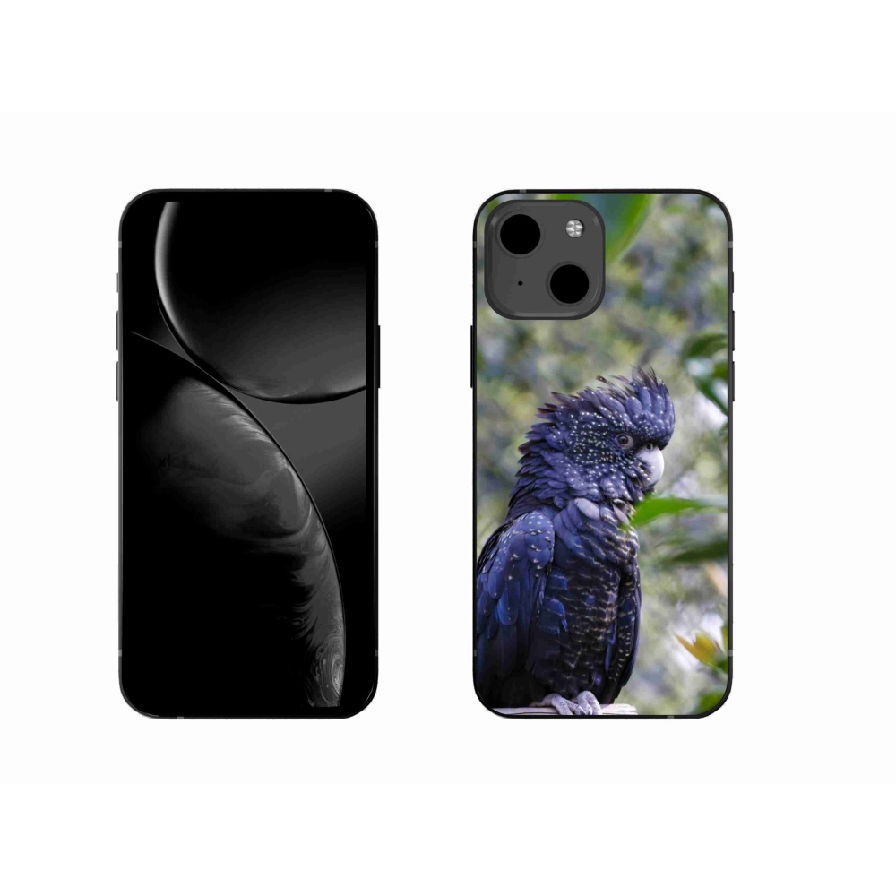 Gelový kryt mmCase na iPhone 13 - papoušek kakadu černý
