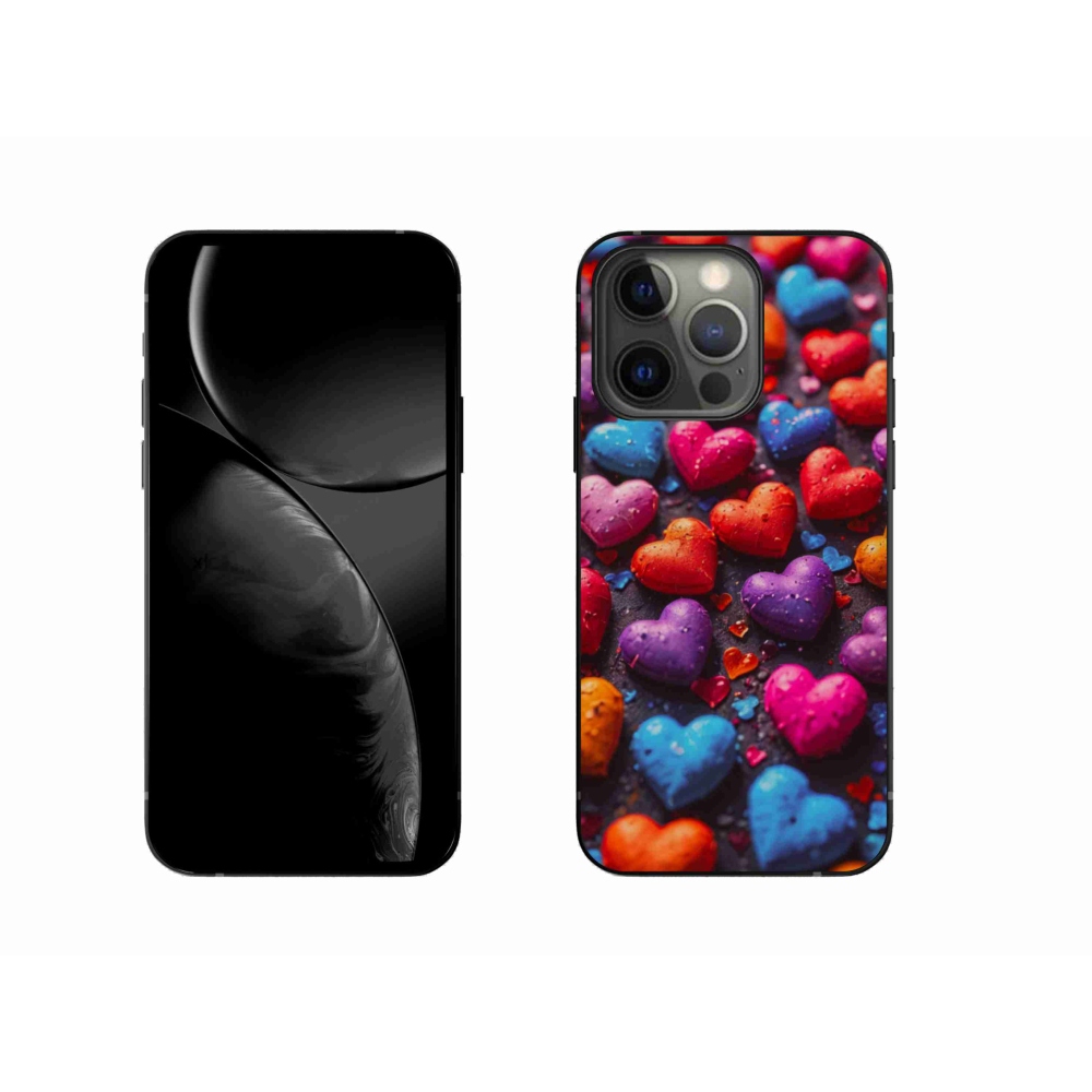 Gelový kryt mmCase na iPhone 13 Pro - barevná srdce