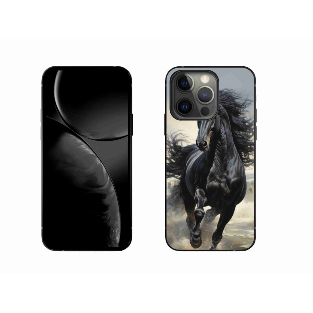 Gelový kryt mmCase na iPhone 13 Pro - běžící černý kůň