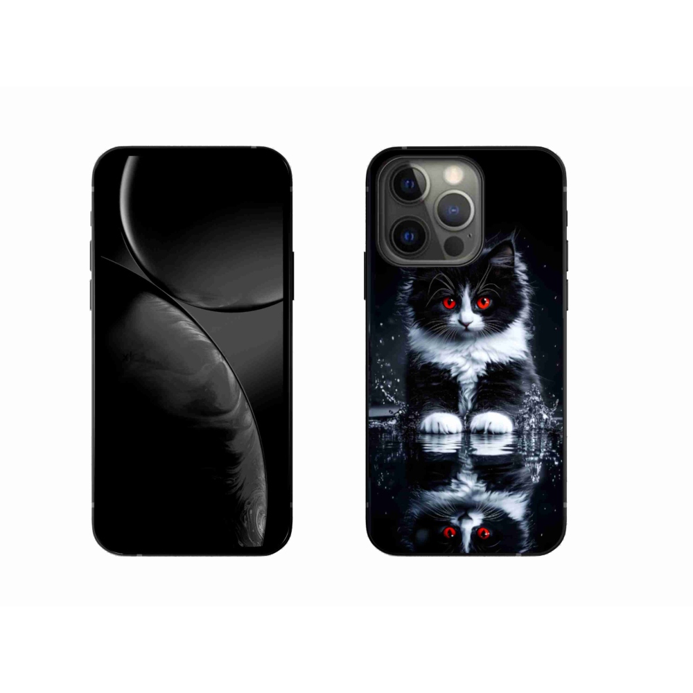 Gelový kryt mmCase na iPhone 13 Pro - černobílé kotě
