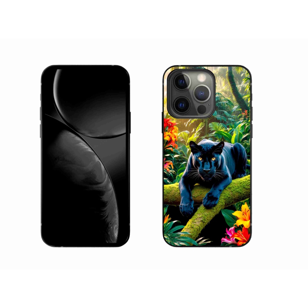 Gelový kryt mmCase na iPhone 13 Pro - černý panter v džungli